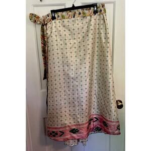 WEVEZ Large L Silk Viscose Layered Wrap Skirt Geometric Y2K Fairy Bohemian Gypsy